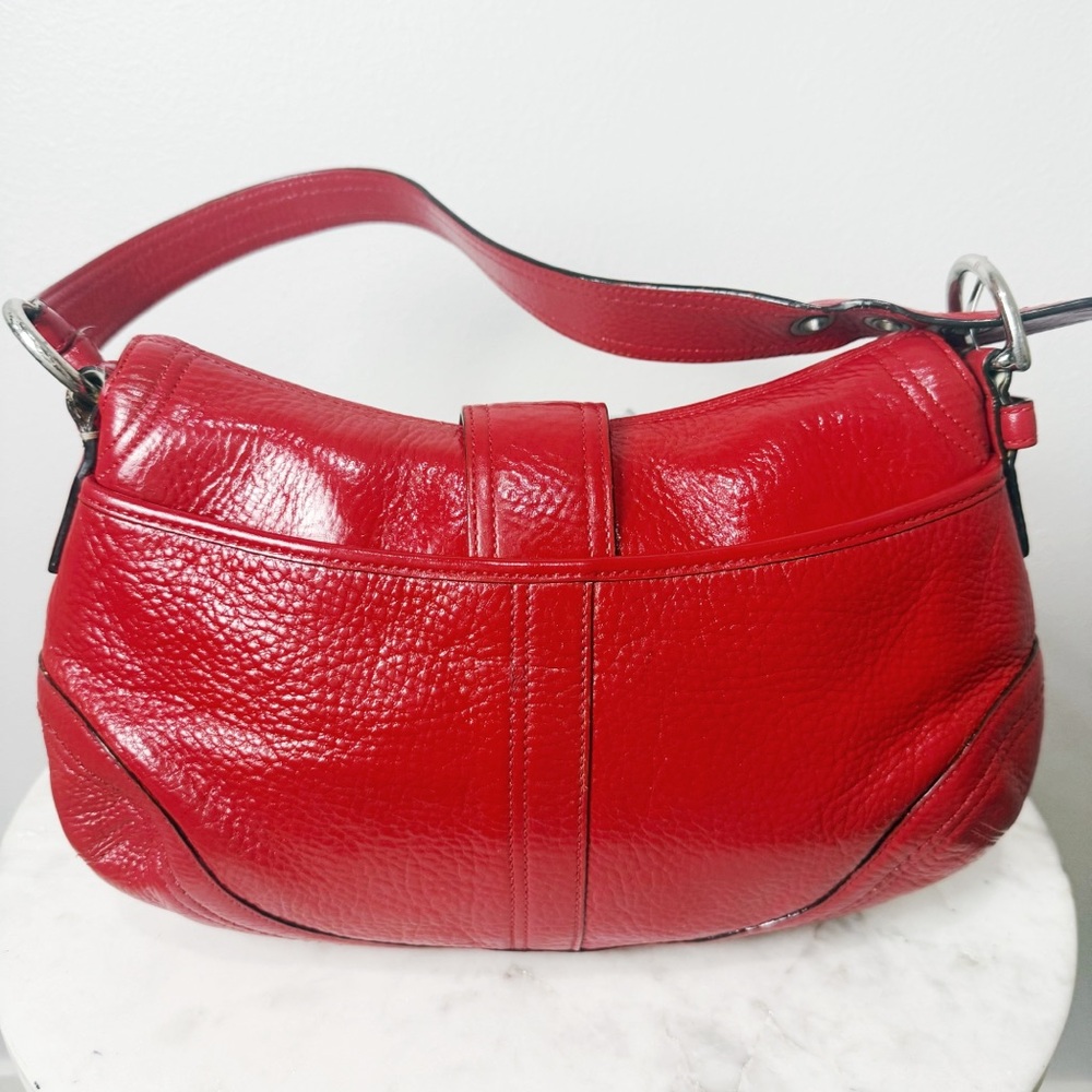 Vintage Coach Red Pebble Leather Soho Shoulder Bag Dyed - Picture 6 of 10